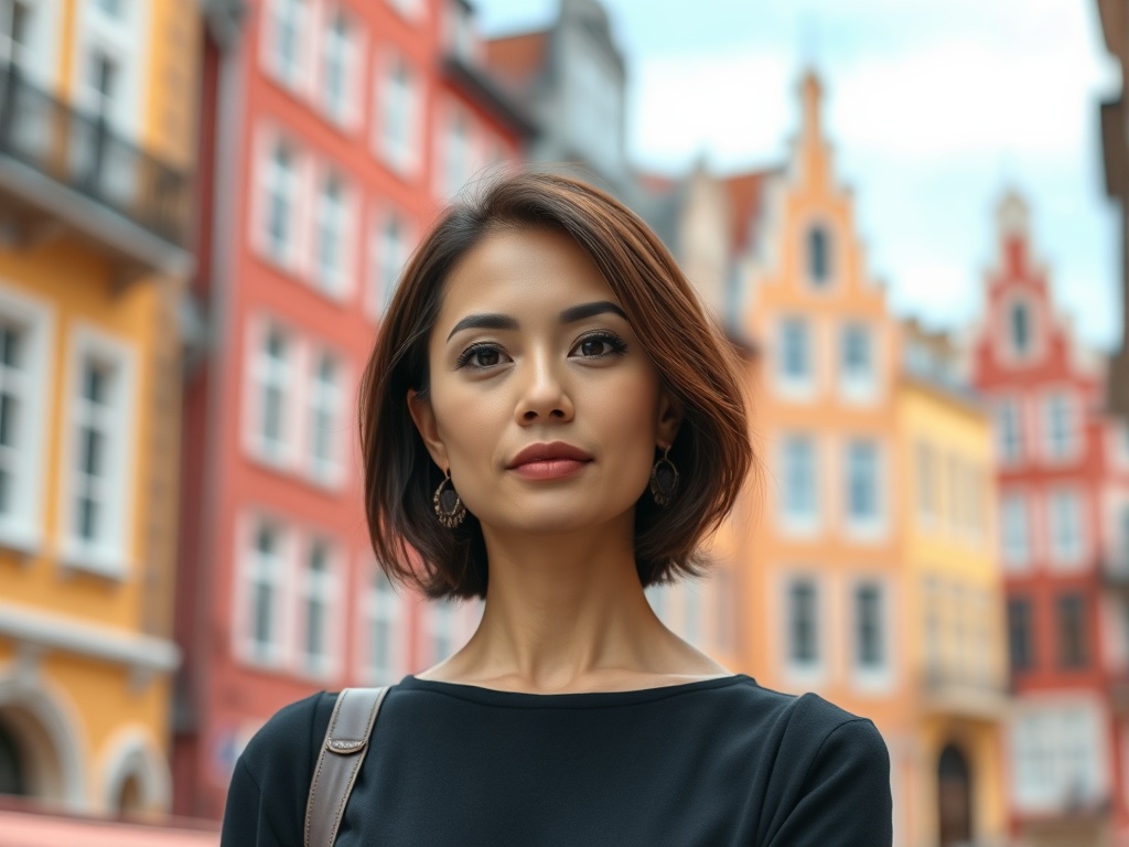 망원 렌즈를 사용하여 인물의 배경이 부드럽게 뭉개지면서도 배경의 색감이 인물과 가깝게 느껴지는 인물 사진